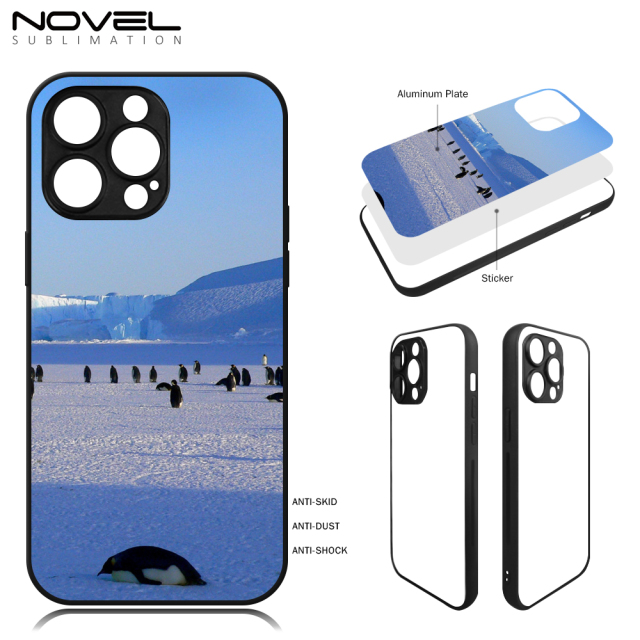 Sublimation Blank 2D TPU Phone Case for iPhone 14 Series DIY Shell With Aluminum Sheet with Reflective Strips
