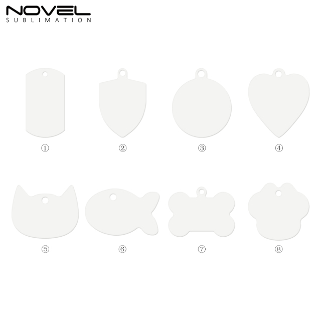New Arrival Sublimation Aluminum Double Sided Print Dog Tags with 8 Shapes