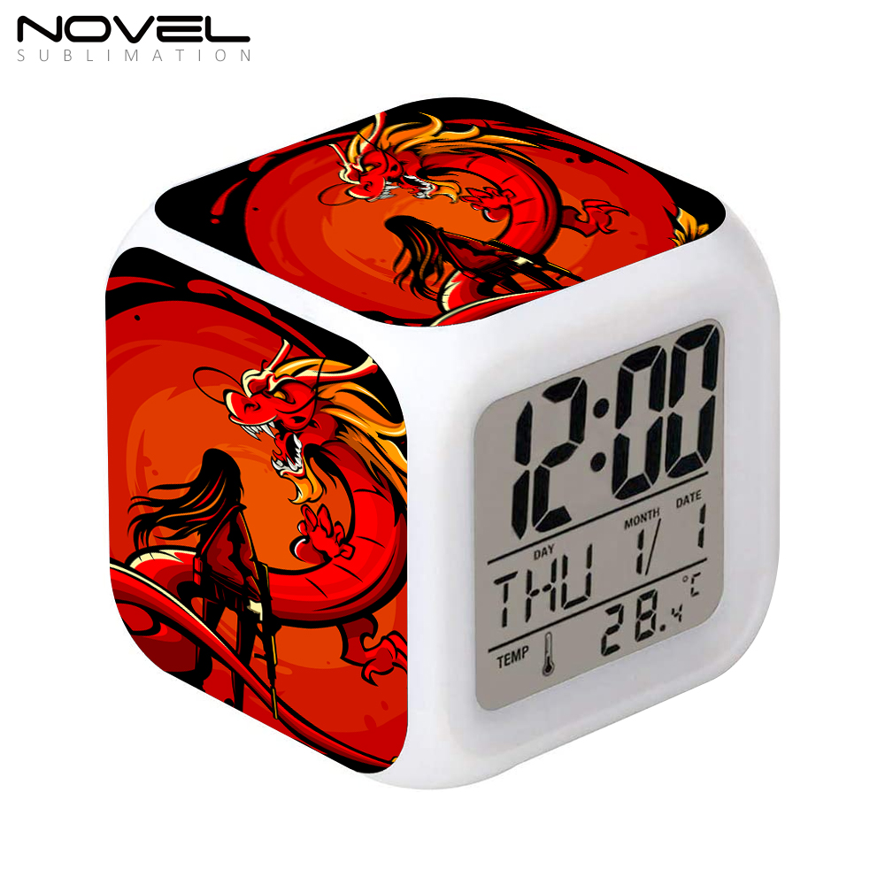 Sublimation Custom Color Changing Digital Alarm LED Light Clock