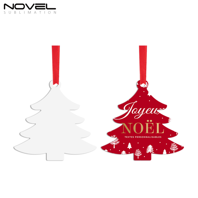 Tag Shape Aluminum 2-Sided Ornament with Ribbon A-6