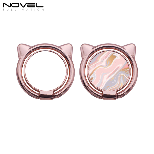 Sublimation 360-Degree Rotating Blank Cat Head Ring Holder For Mobile Phone