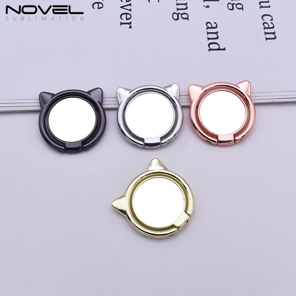 Sublimation 360-Degree Rotating Blank Cat Head Ring Holder For Mobile Phone