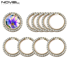 Sublimation 360-Degree Rotating Round Blank Ring Holder with Dimand For Mobile Phone