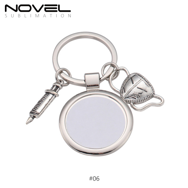 New Style Sublimation Metal Keychains Rotate Key Ring Hot Transfer