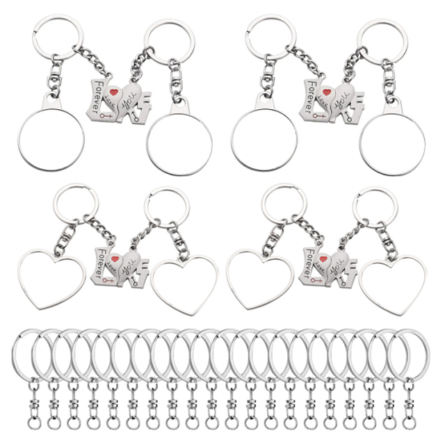 Sublimation Blank Metal Couples Keychain DIY Custom Design Printable Keyring