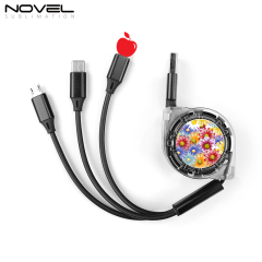 Sublimation Telescopic 3 IN 1 USB Charging Cable For iPhone Android Type-C Data Line