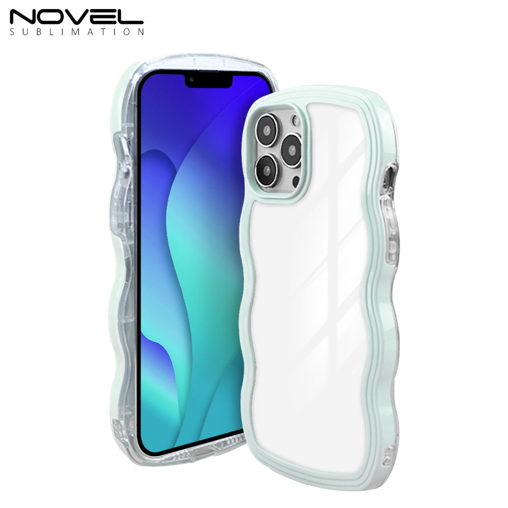 New Arrival TPU Transparent Phone Cases with Colorful PC Bumper 2in1 Wave Border Mobile Phone Case