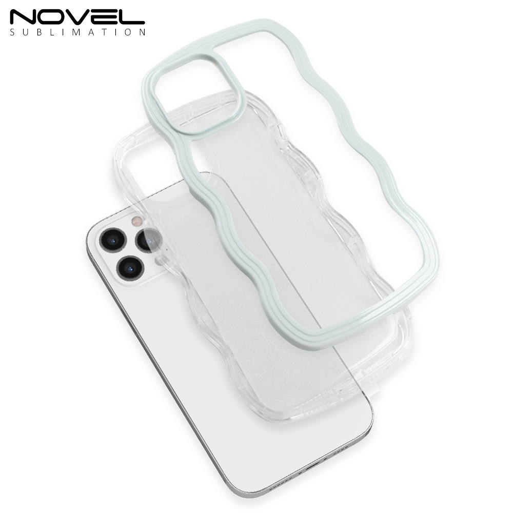 New Arrival TPU Transparent Phone Cases with Colorful PC Bumper 2in1 Wave Border Mobile Phone Case