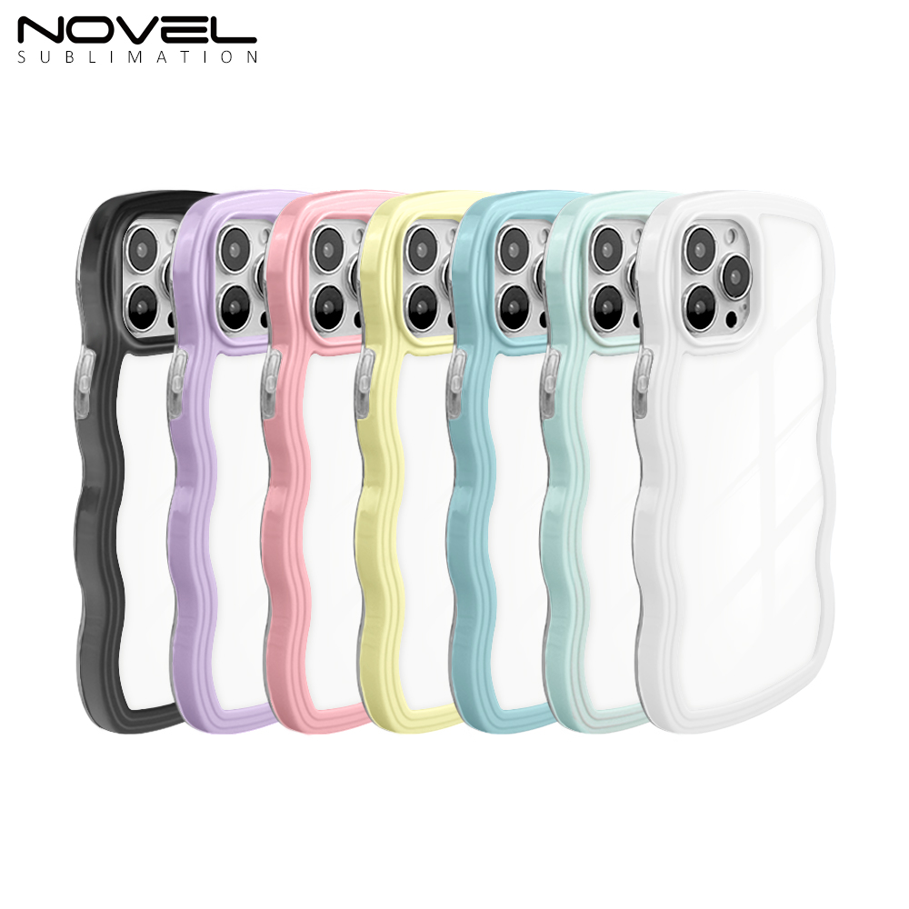 New Arrival TPU Transparent Phone Cases with Colorful PC Bumper 2in1 Wave Border Mobile Phone Case