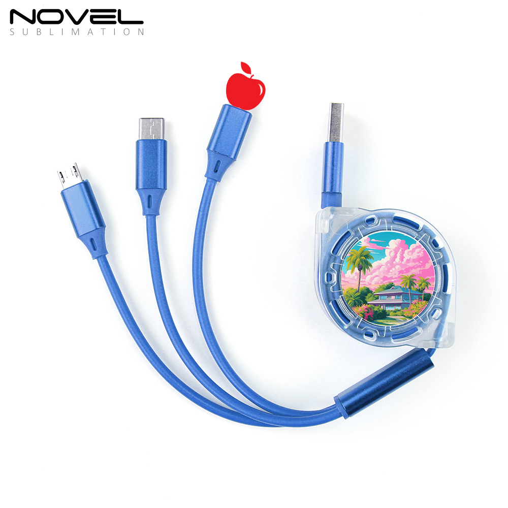 Sublimation Telescopic 3 IN 1 USB Charging Cable For iPhone Android Type-C Data Line