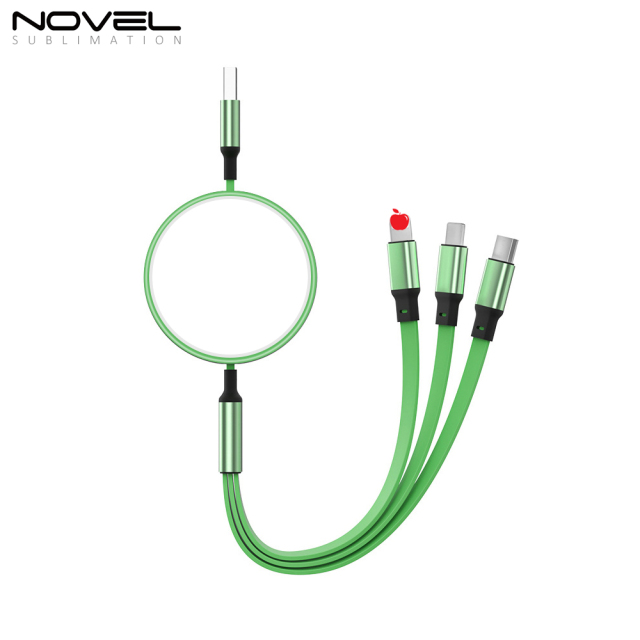 New Arrival Sublimation Telescopic 3 IN 1 USB Charging Cable For iPhone Android Type-C Data Line with 5 colors