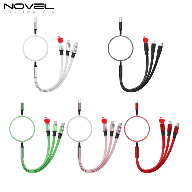 New Arrival Sublimation Telescopic 3 IN 1 USB Charging Cable For iPhone Android Type-C Data Line with 5 colors