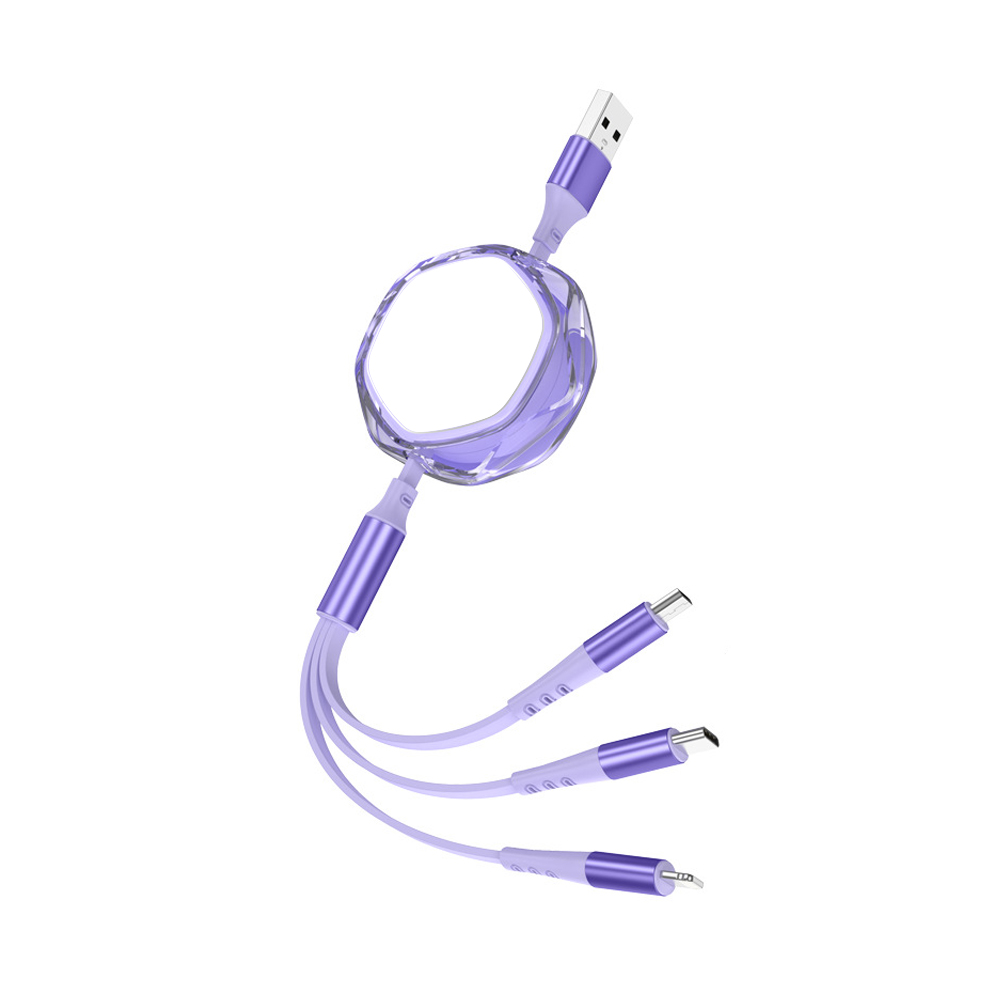 New Arrival Sublimation Telescopic 3 IN 1 USB Charging Cable For iPhone Android Type-C Data Line