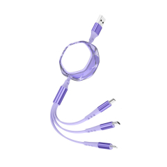 New Arrival Sublimation Telescopic 3 IN 1 USB Charging Cable For iPhone Android Type-C Data Line