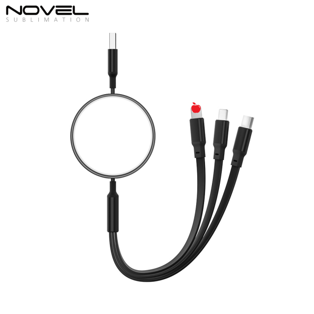 New Arrival Sublimation Telescopic 3 IN 1 USB Charging Cable For iPhone Android Type-C Data Line with 5 colors