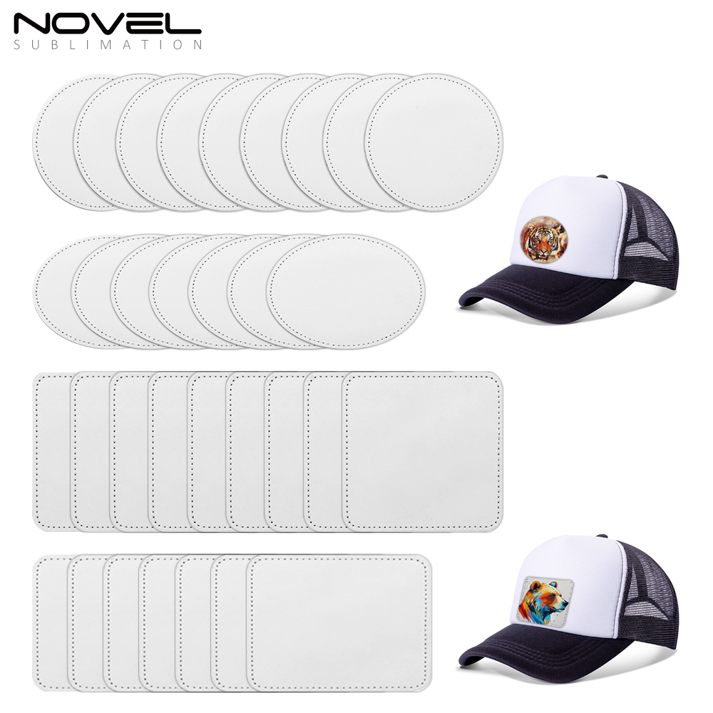 New Arrival Chic Sublimation PU Leather Cap Stickers Cap Decorations DIY Stickers with Four Shapes Hat Stickers