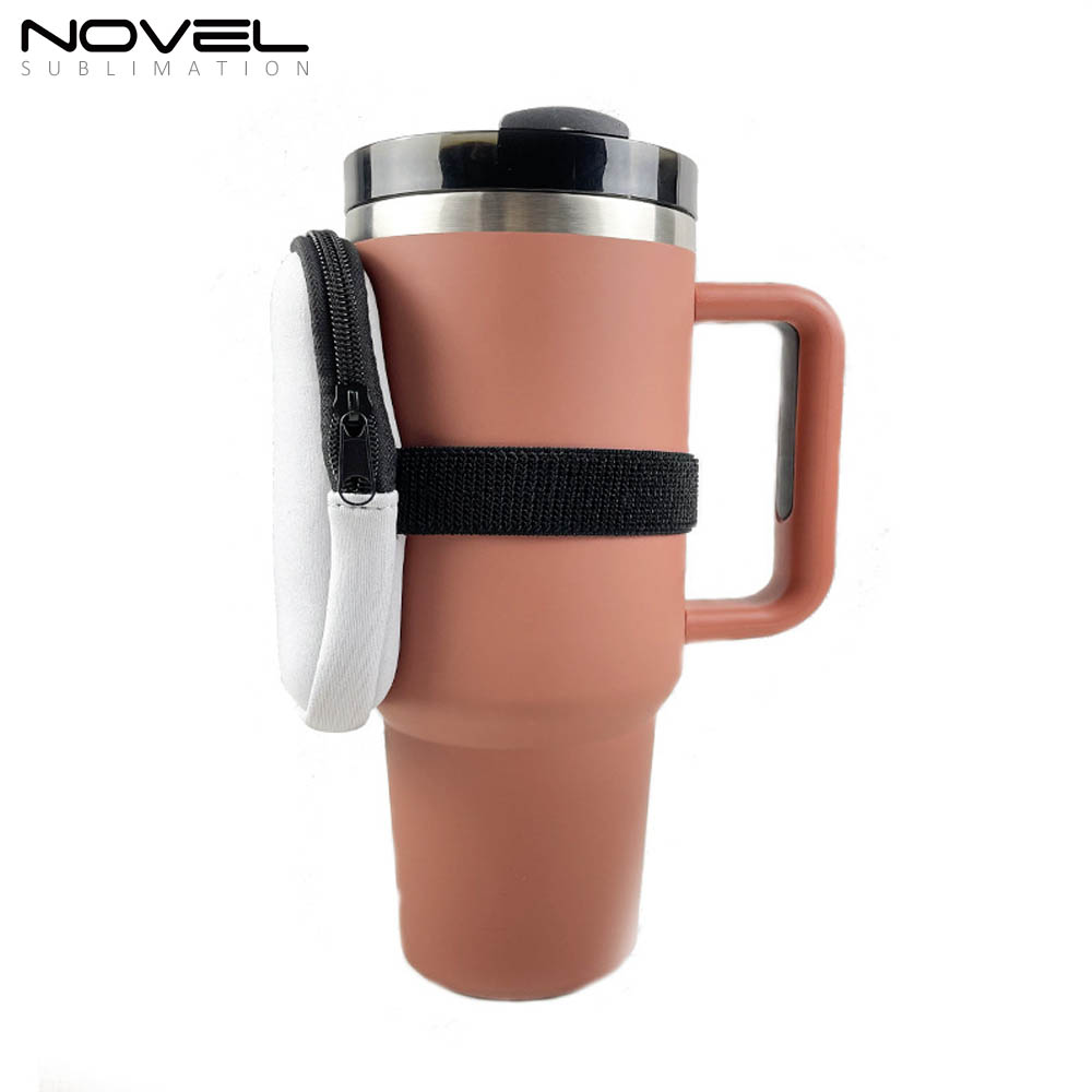 Sublimation Neoprene Water Bottle Pouch, for 40 oz Water Cup Holder, Gym Tumbler Accessories for Running, Walking Water Bottle Handheld Caddy