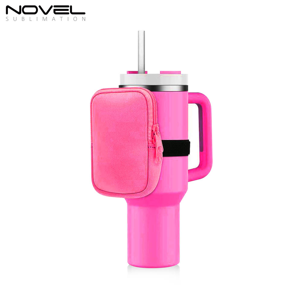 Sublimation Neoprene Water Bottle Pouch, for 40 oz Water Cup Holder, Gym Tumbler Accessories for Running, Walking Water Bottle Handheld Caddy