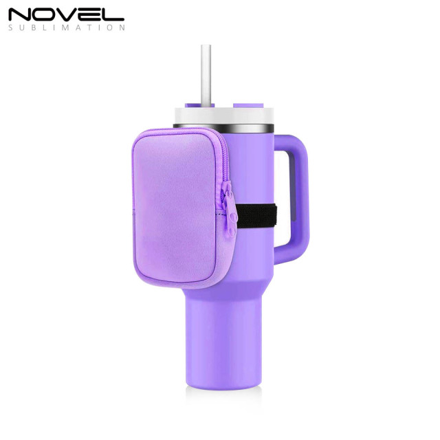 Sublimation Neoprene Water Bottle Pouch, for 40 oz Water Cup Holder, Gym Tumbler Accessories for Running, Walking Water Bottle Handheld Caddy