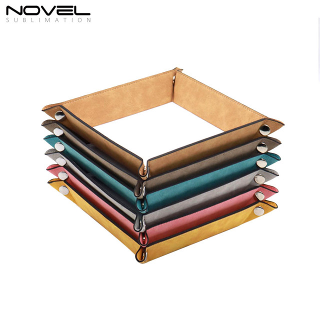 Sublimation PU Leather Catchall Tray Desk Organizer Portable Collapsible Travel Jewelry Storage Plate Organizer for Key,Watch,Coin
