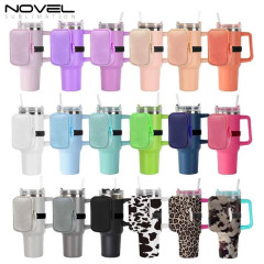 Sublimation Neoprene Water Bottle Pouch, for 40 oz Water Cup Holder, Gym Tumbler Accessories for Running, Walking Water Bottle Handheld Caddy