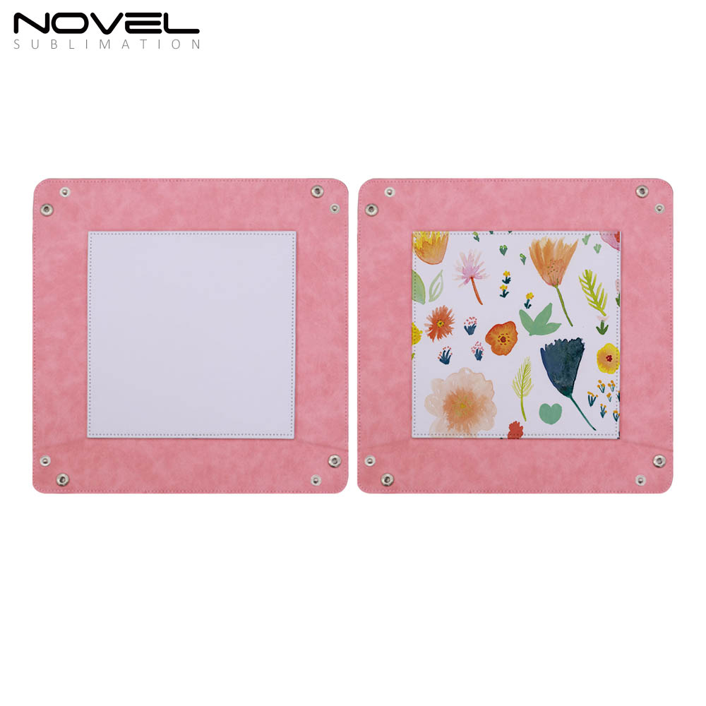 Sublimation PU Leather Catchall Tray Desk Organizer Portable Collapsible Travel Jewelry Storage Plate Organizer for Key,Watch,Coin
