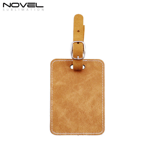 Sublimation Colorful PU Leather Luggage Tag Square Bag Tag Double Sided Printed Tag