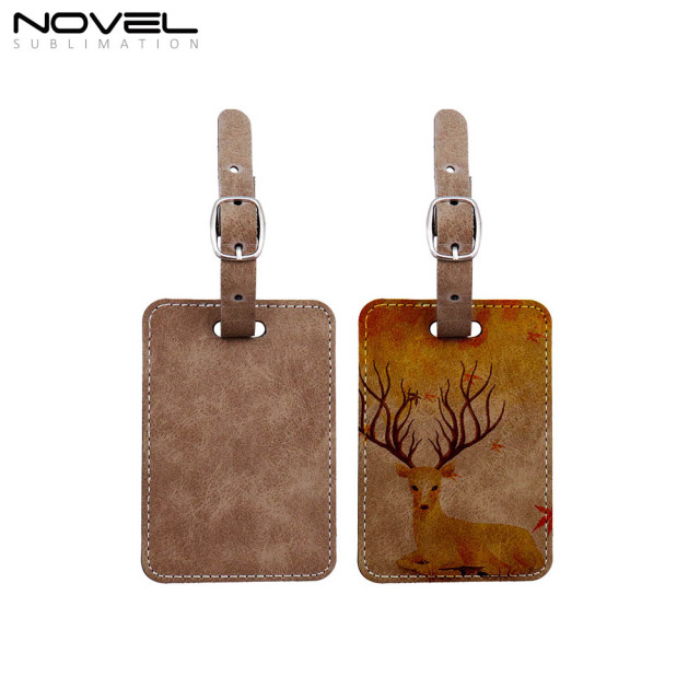 Sublimation Colorful PU Leather Luggage Tag Square Bag Tag Double Sided Printed Tag