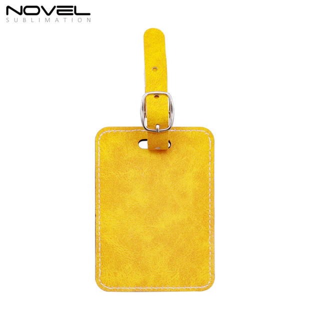 Sublimation Colorful PU Leather Luggage Tag Square Bag Tag Double Sided Printed Tag