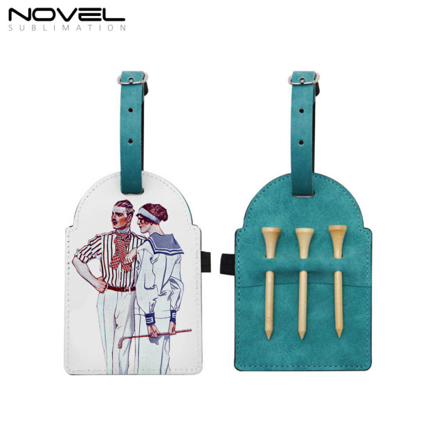 Sublimation Golf Tee Bag Tag Customized PU Leather Golf  Accessories Golfer Gifts
