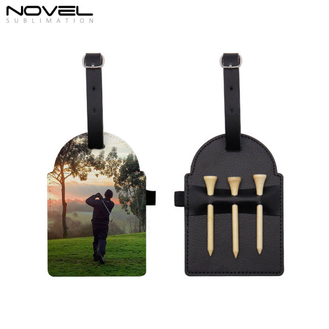 Sublimation Golf Tee Bag Tag Customized PU Leather Golf  Accessories Golfer Gifts