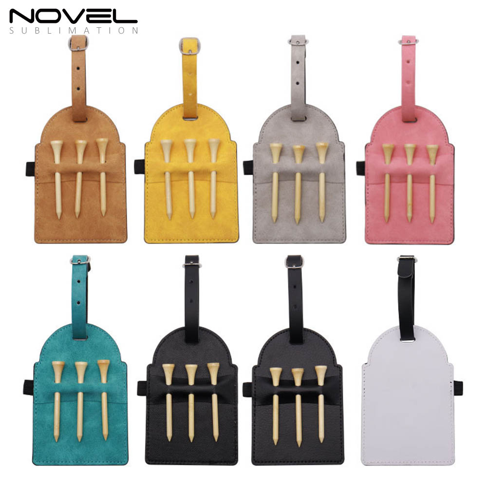 Sublimation Golf Tee Bag Tag Customized PU Leather Golf  Accessories Golfer Gifts