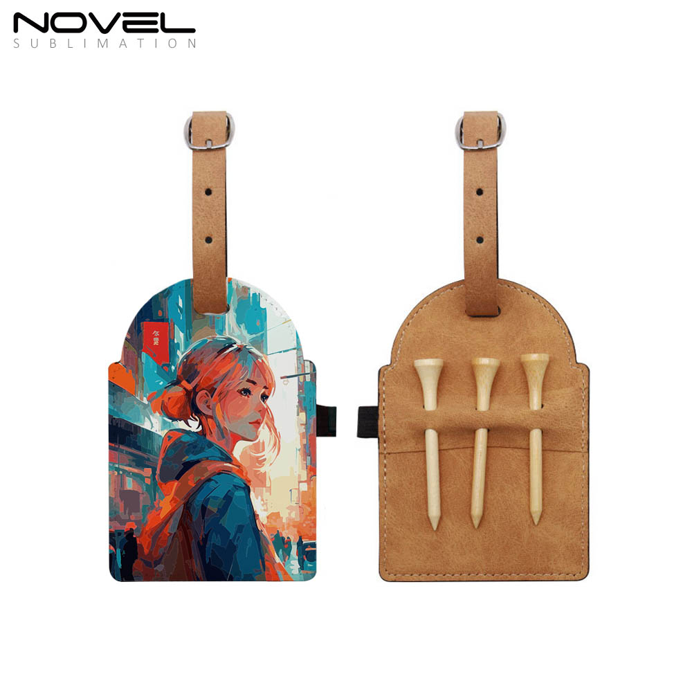 Sublimation Golf Tee Bag Tag Customized PU Leather Golf  Accessories Golfer Gifts