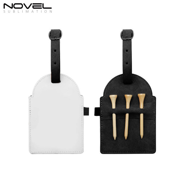 Sublimation Golf Tee Bag Tag Customized PU Leather Golf  Accessories Golfer Gifts