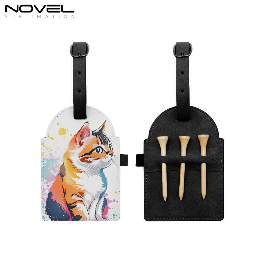 Sublimation Golf Tee Bag Tag Customized PU Leather Golf  Accessories Golfer Gifts