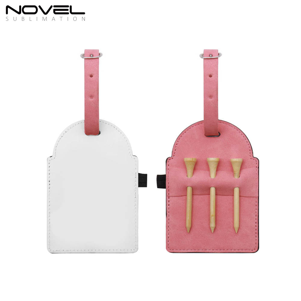 Sublimation Golf Tee Bag Tag Customized PU Leather Golf  Accessories Golfer Gifts