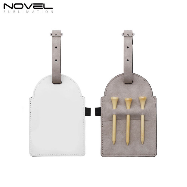 Sublimation Golf Tee Bag Tag Customized PU Leather Golf  Accessories Golfer Gifts