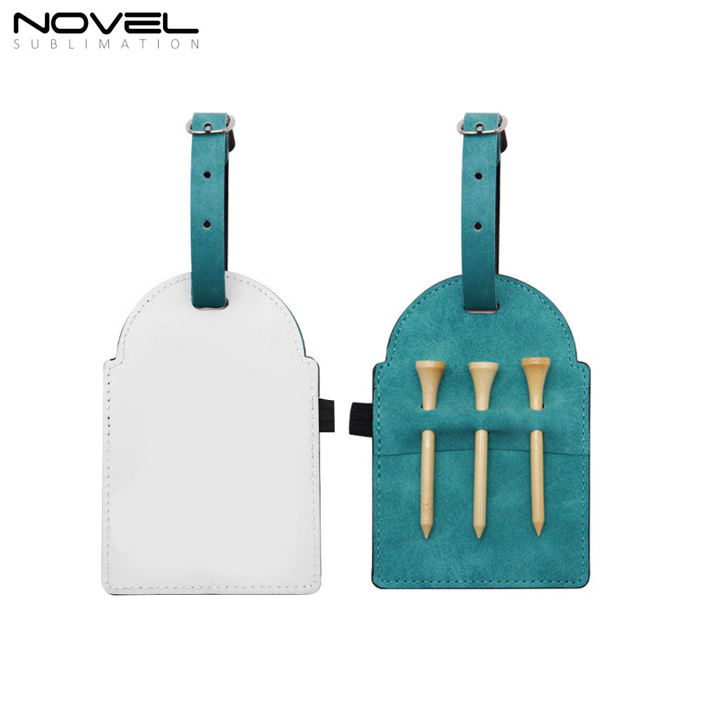 Sublimation Golf Tee Bag Tag Customized PU Leather Golf  Accessories Golfer Gifts