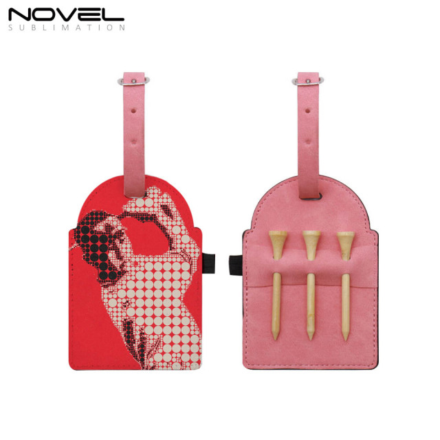 Sublimation Golf Tee Bag Tag Customized PU Leather Golf  Accessories Golfer Gifts