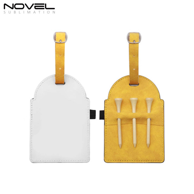 Sublimation Golf Tee Bag Tag Customized PU Leather Golf  Accessories Golfer Gifts