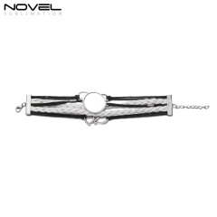 Sublimation Colorful  Zinc Alloy Bracelets Fashion Jewelry Multi-Kniting Bracelet With Metal Insert