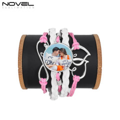 Sublimation Colorful  Zinc Alloy Bracelets Fashion Jewelry Multi-Kniting Bracelet With Metal Insert