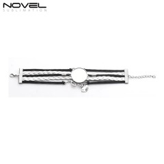 Sublimation Colorful  Zinc Alloy Bracelets Fashion Jewelry Multi-Kniting Bracelet With Metal Insert