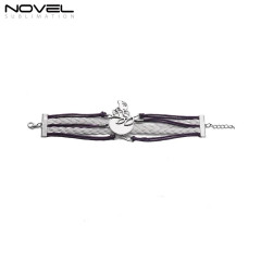 Sublimation Colorful  Zinc Alloy Bracelets Fashion Jewelry Multi-Kniting Bracelet With Metal Insert