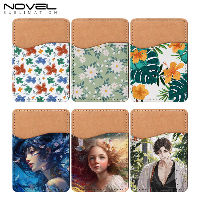 Sublimation Colorful PU Leather Card Holder for Back of Phone Stick Business Credit Card Pocket