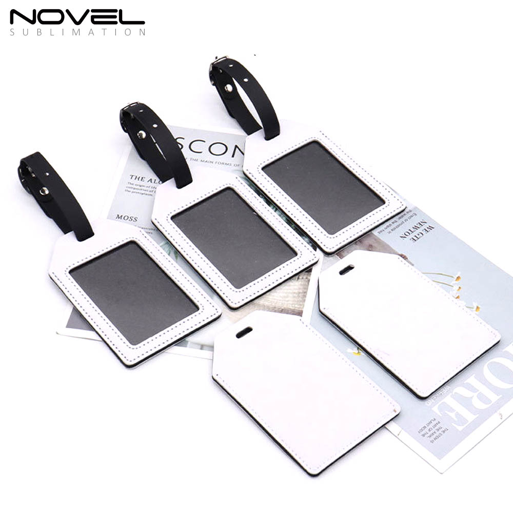 Sublimation PU Leather Luggage Tag Bag Tag White Heat Transfer Name Tag Blank Suitcase Tags Travel Business ID Card