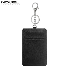 Sublimation White PU Leather Card Holder Business Credit Card Pocket Bag Tag with Metal Buckle