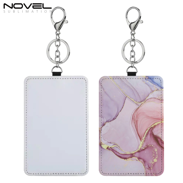 Sublimation White PU Leather Card Holder Business Credit Card Pocket Bag Tag with Metal Buckle