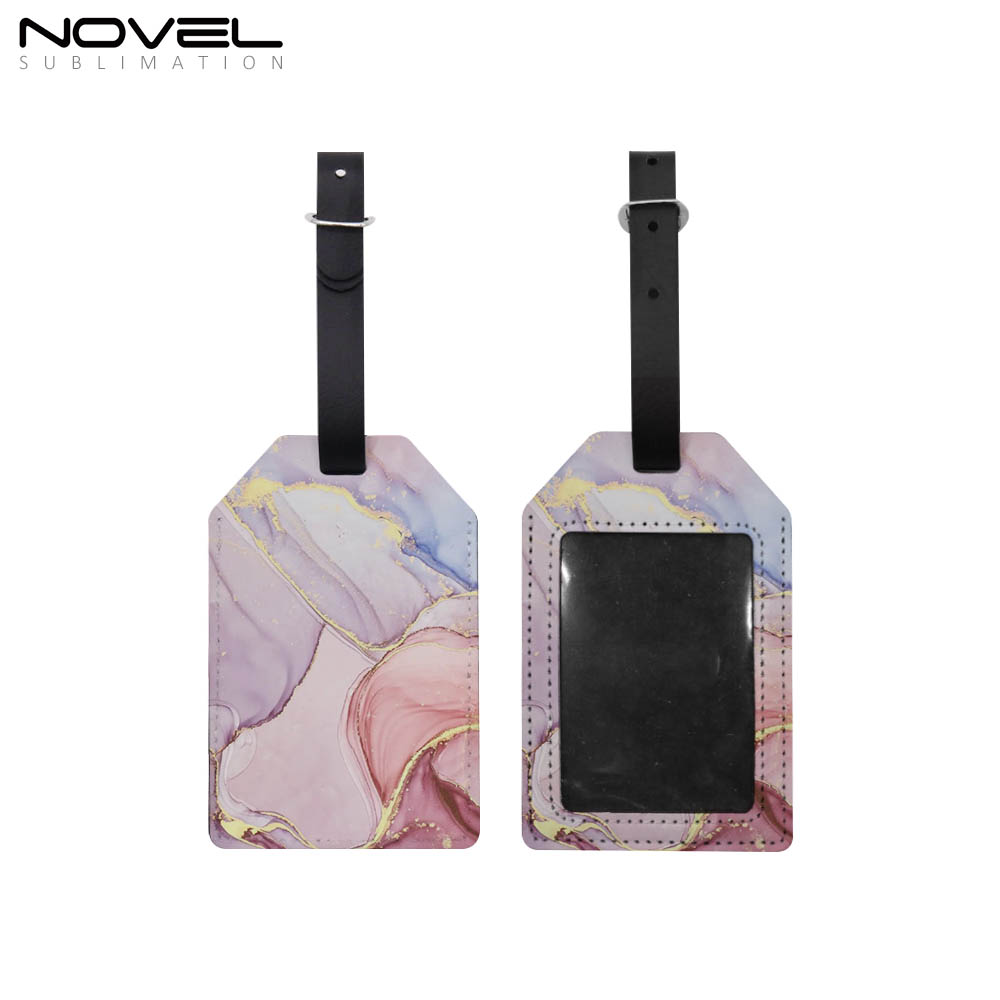 Sublimation PU Leather Luggage Tag Bag Tag White Heat Transfer Name Tag Blank Suitcase Tags Travel Business ID Card