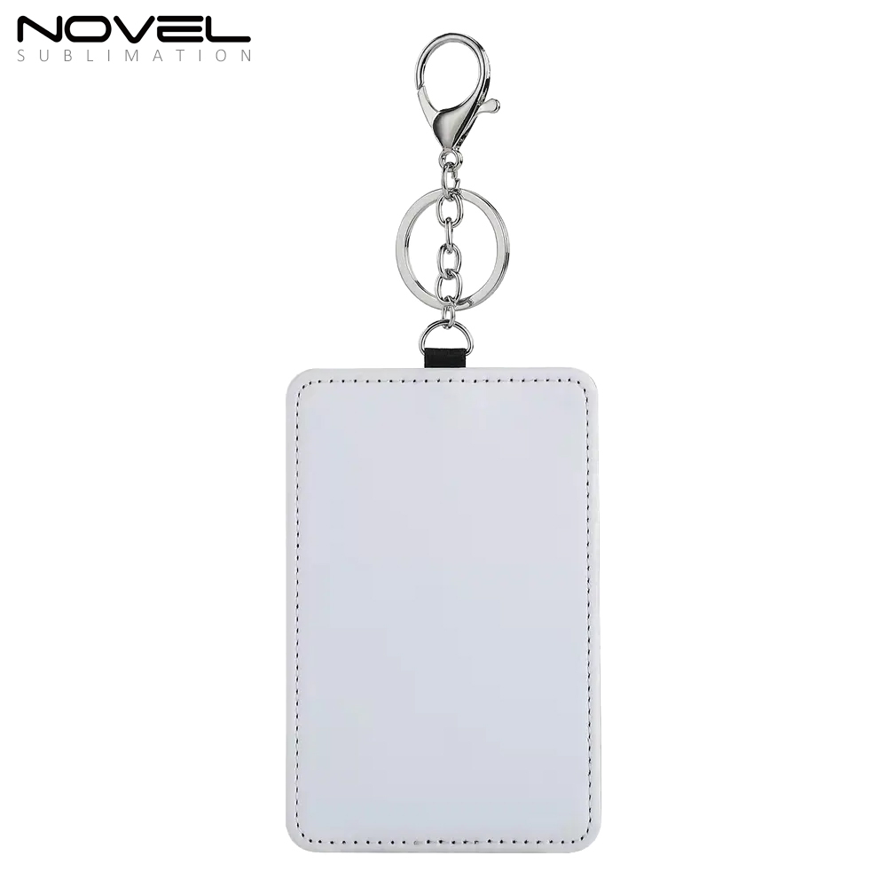 Sublimation White PU Leather Card Holder Business Credit Card Pocket Bag Tag with Metal Buckle